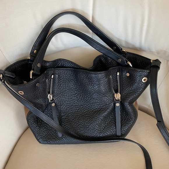 Burberry Maidstone small leather and canvas bag crossbody top handle - Picture 1 of 5